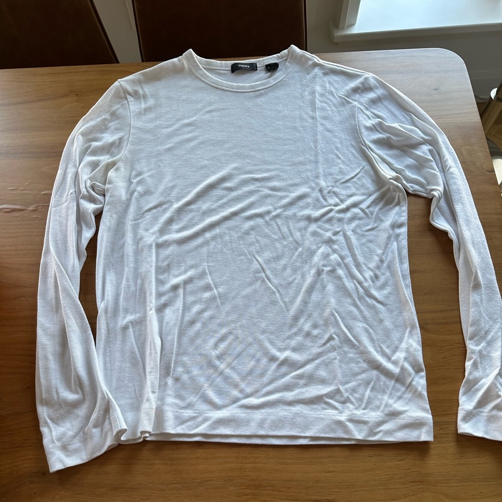 Theory mens white long sleeve cotton shirt size M